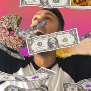 Raining cash and a happy guy